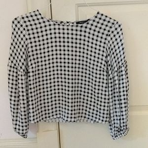Black and white checkerboard blouse